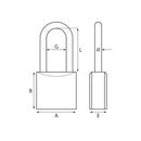 Hardened steel long shackle brass padlock