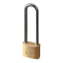 Hardened steel long shackle brass padlock