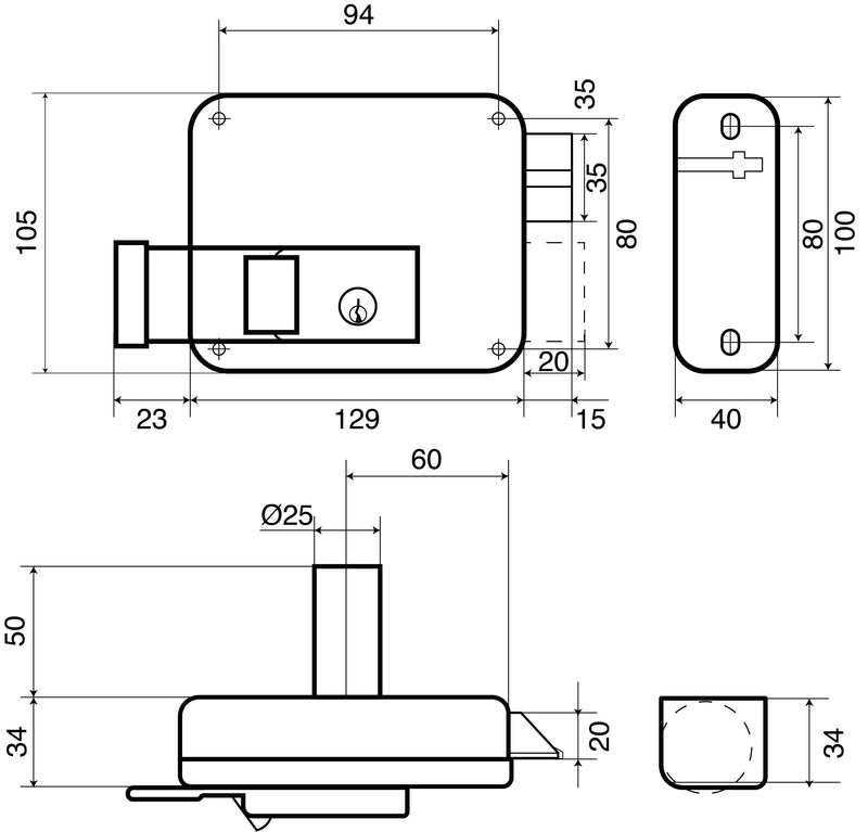 Electric lock with button for doors